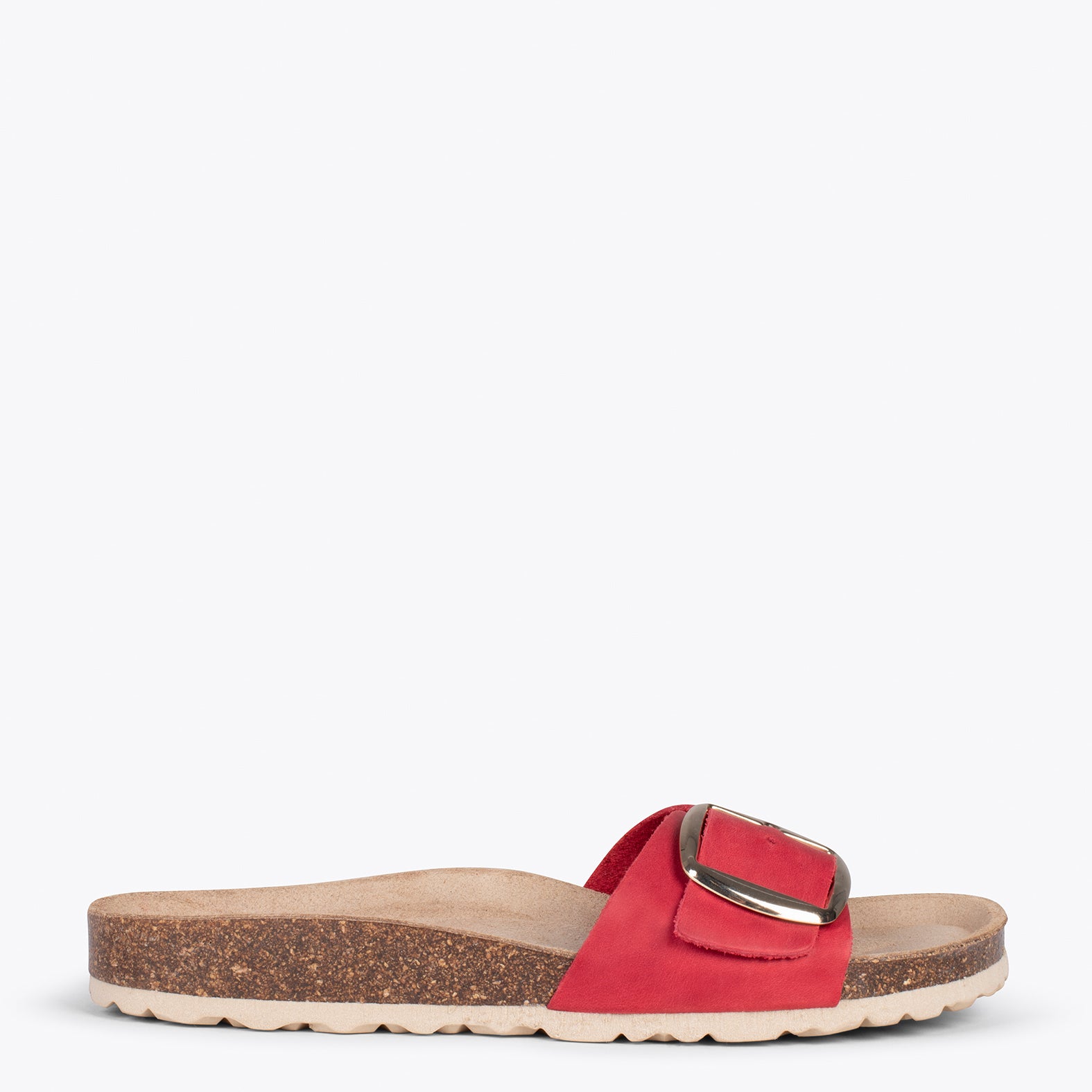 CLAVEL – RED leather slides with buckle23152 ROJO