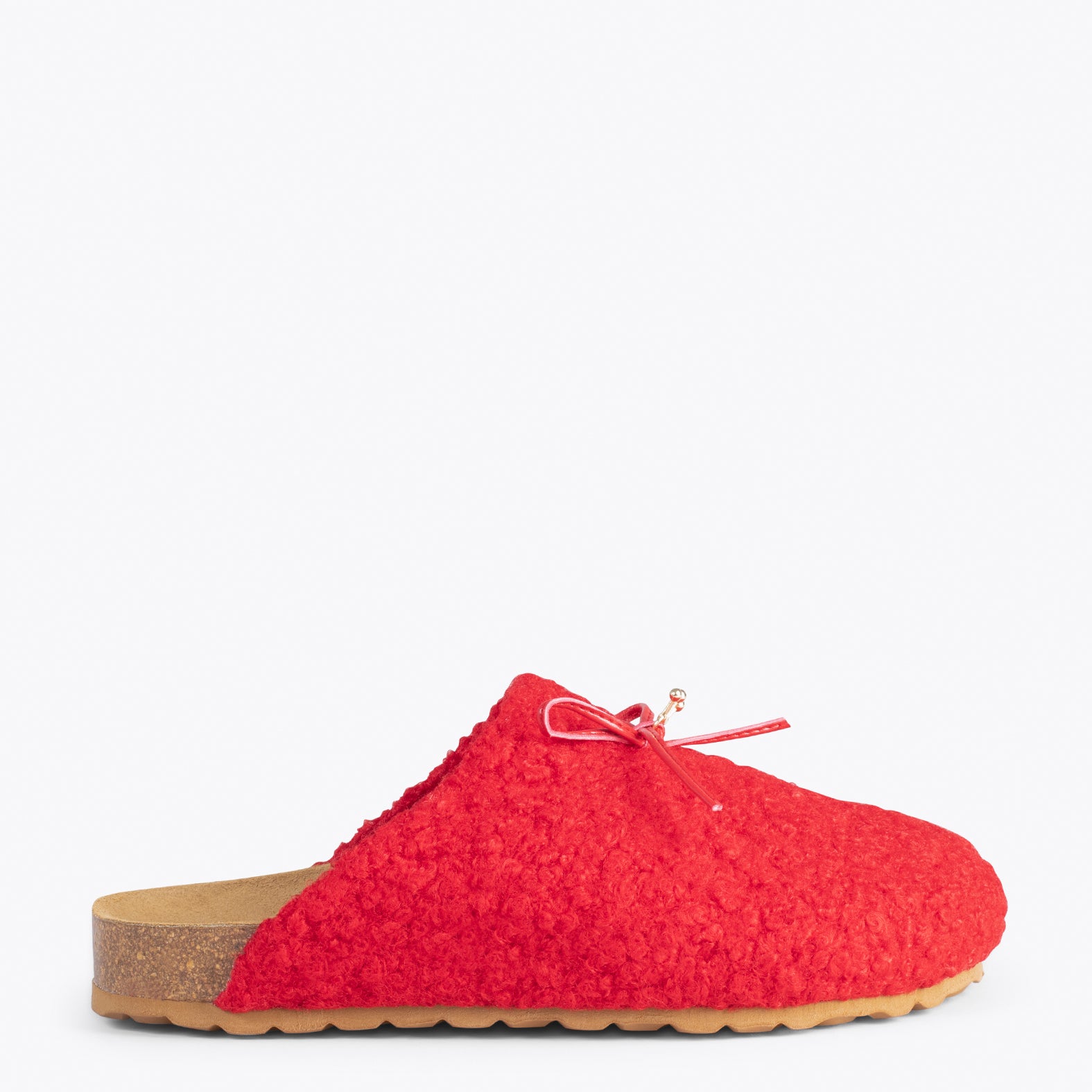 SWEET DREAMS – RED felt home slipper with ribbon