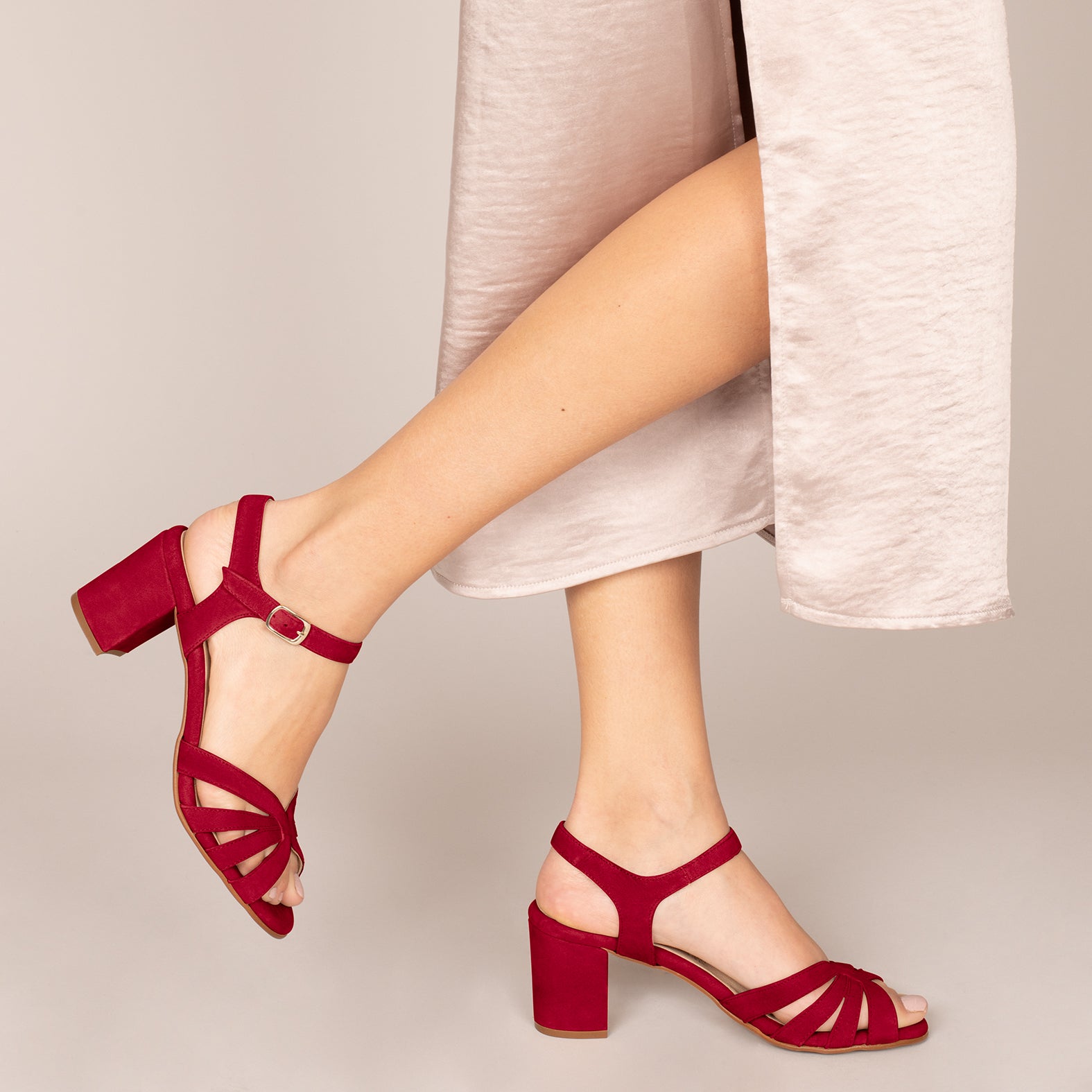 MUSE – RED block heel sandals