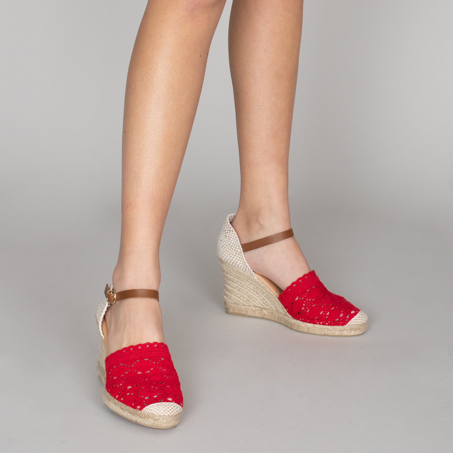 IBIZA – RED crocheted espadrilles
