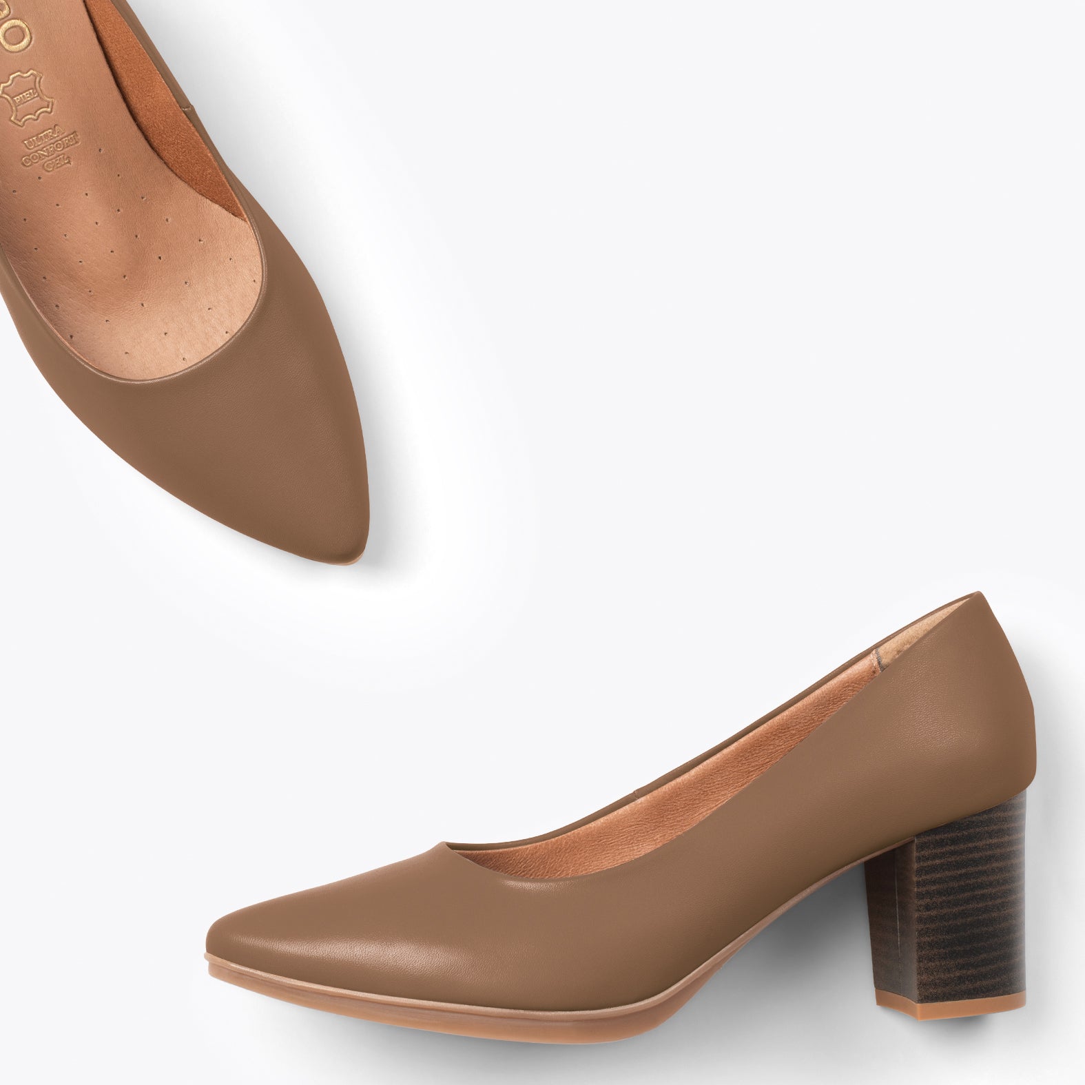 URBAN S SOIRÉE – Chaussures à talon moyen en cuir nappa MARRON