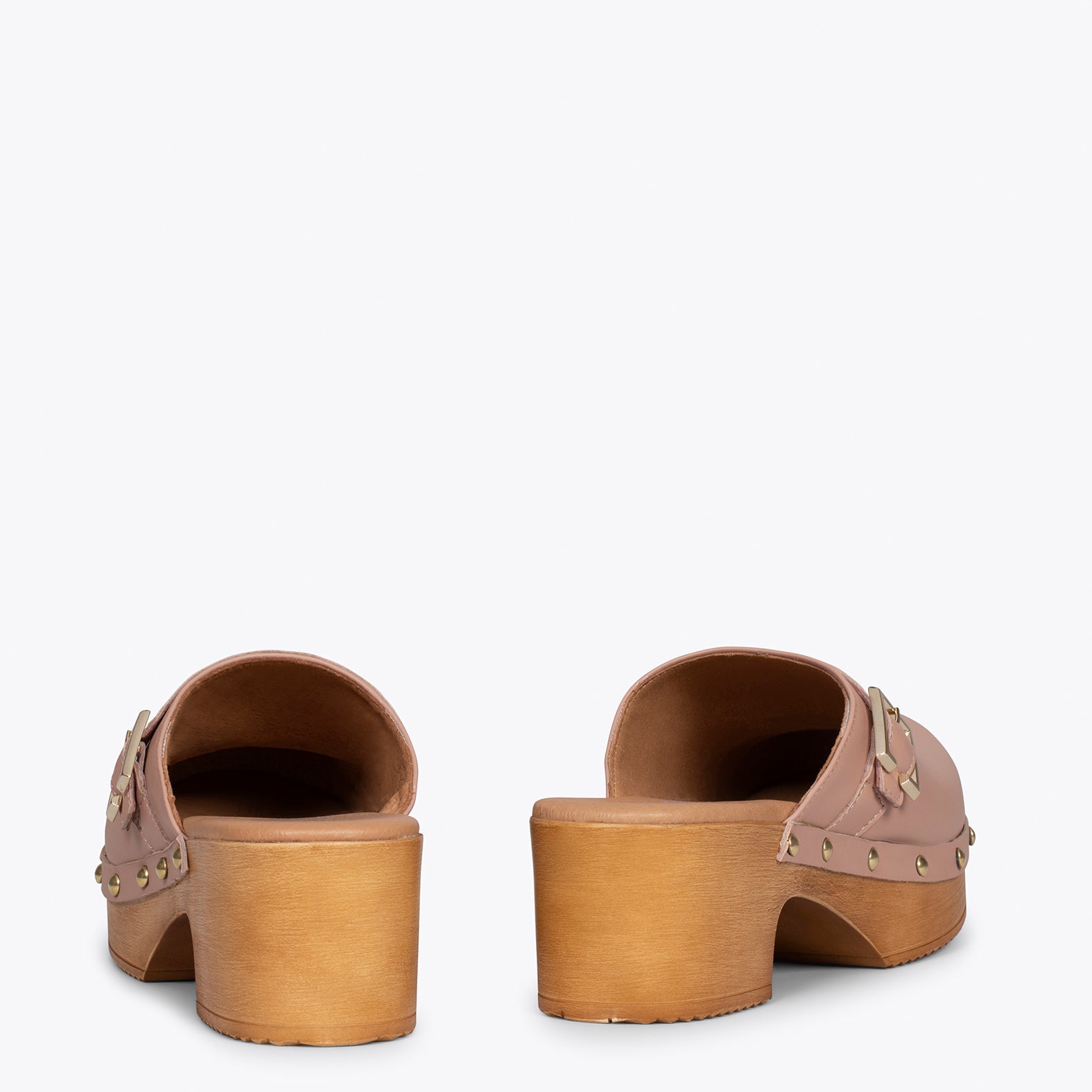 NIZA – NUDE mules with heel and platform