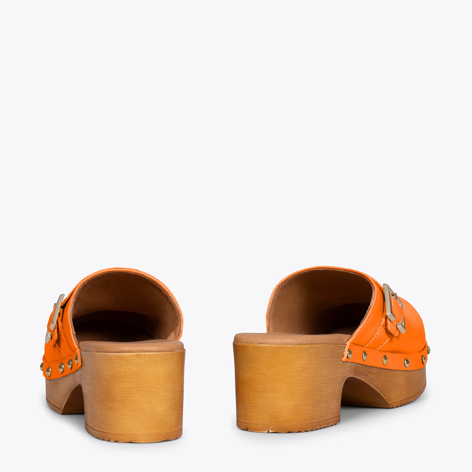 NIZA – ORANGE mules with heel and platform