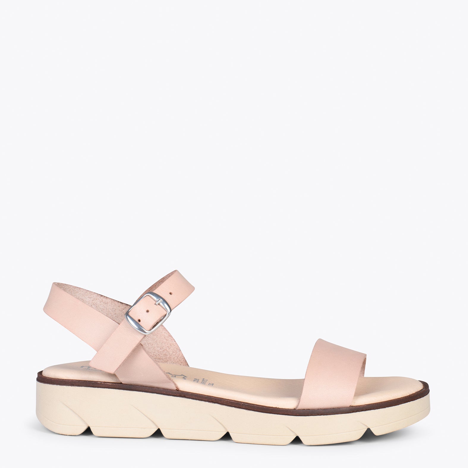 RIVER – NUDE leather flat sandals with wedge