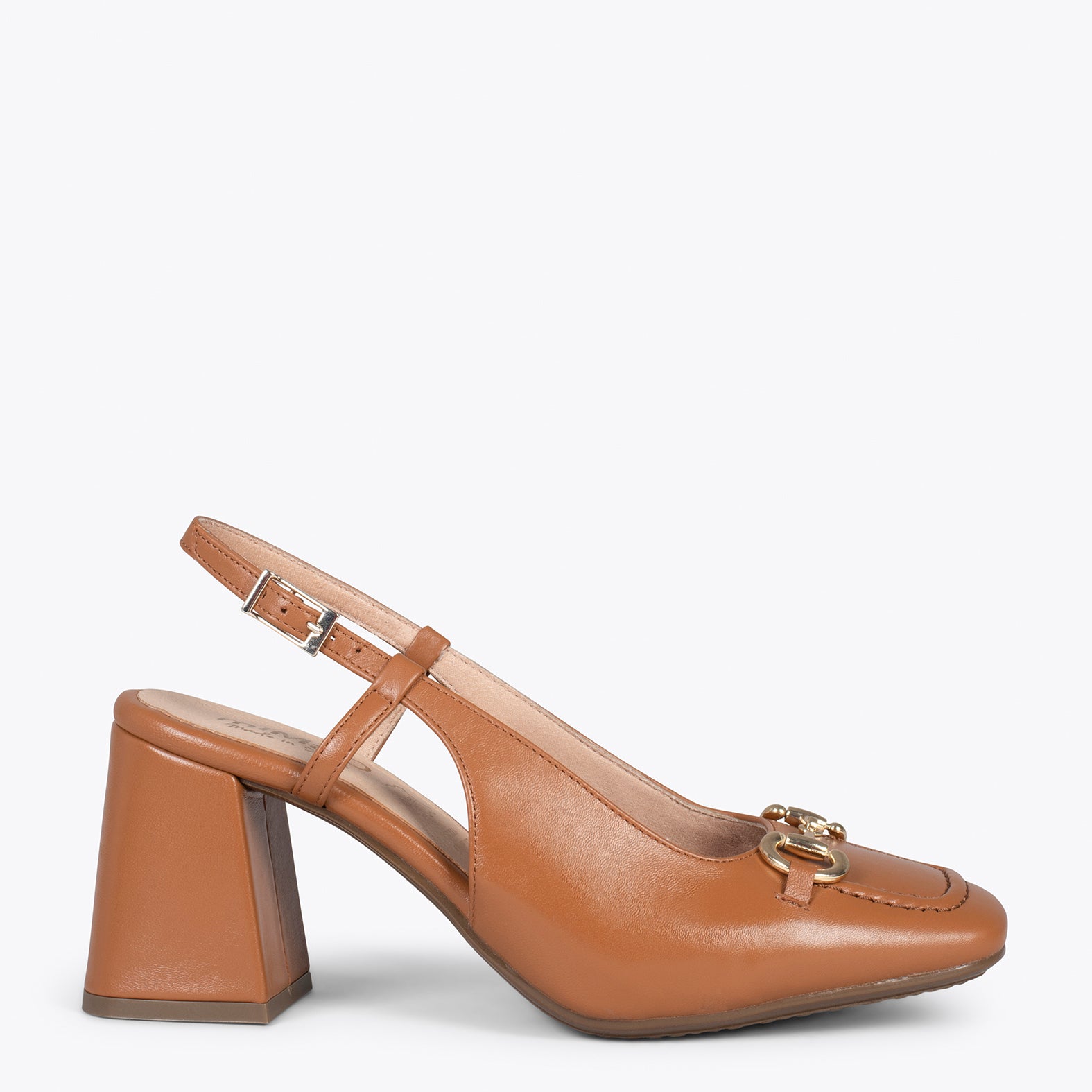 SLING-BACK MIA – CAMEL sling-back heeled moccasins