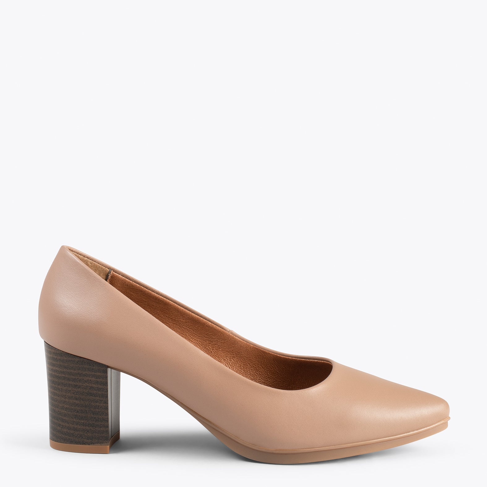 Taupe store leather pumps