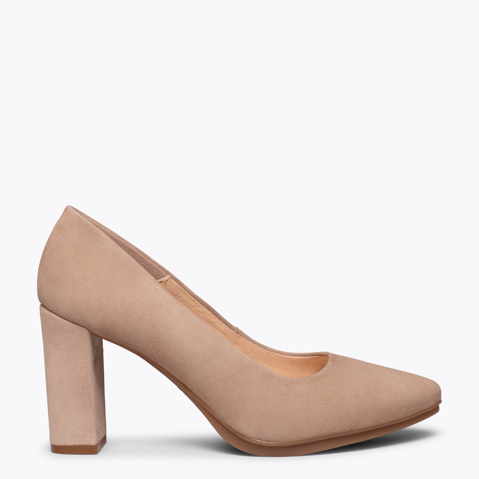 Taupe block sale heel shoes