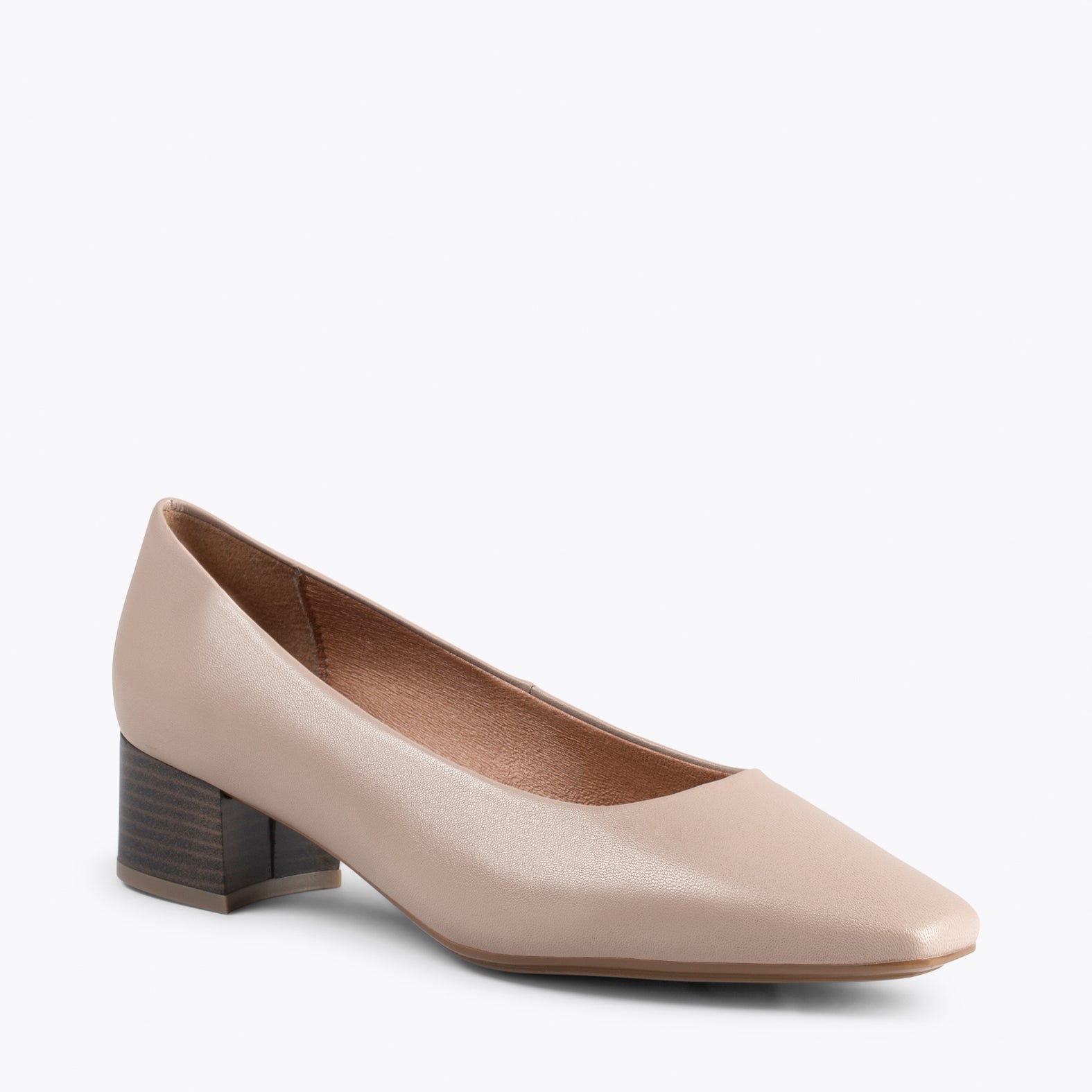 URBAN LADY – Chaussures à talon bas en cuir nappa TAUPE
