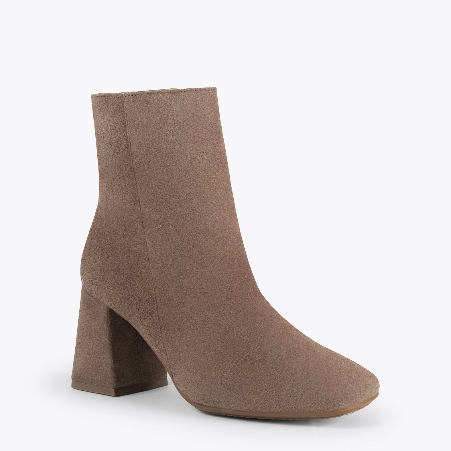 PARIS – TAUPE square toe bootie with block heel