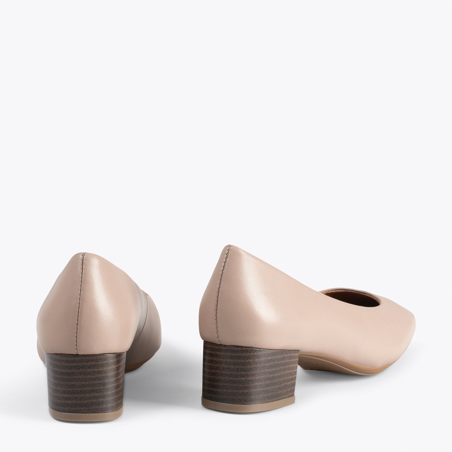 URBAN LADY – Chaussures à talon bas en cuir nappa TAUPE