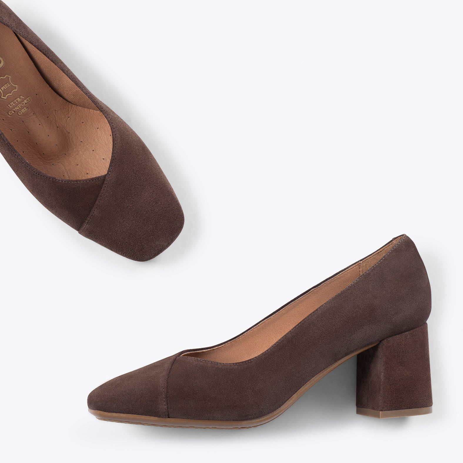 EMMA – Zapatos de tacón con puntera cuadrada MARRÓN