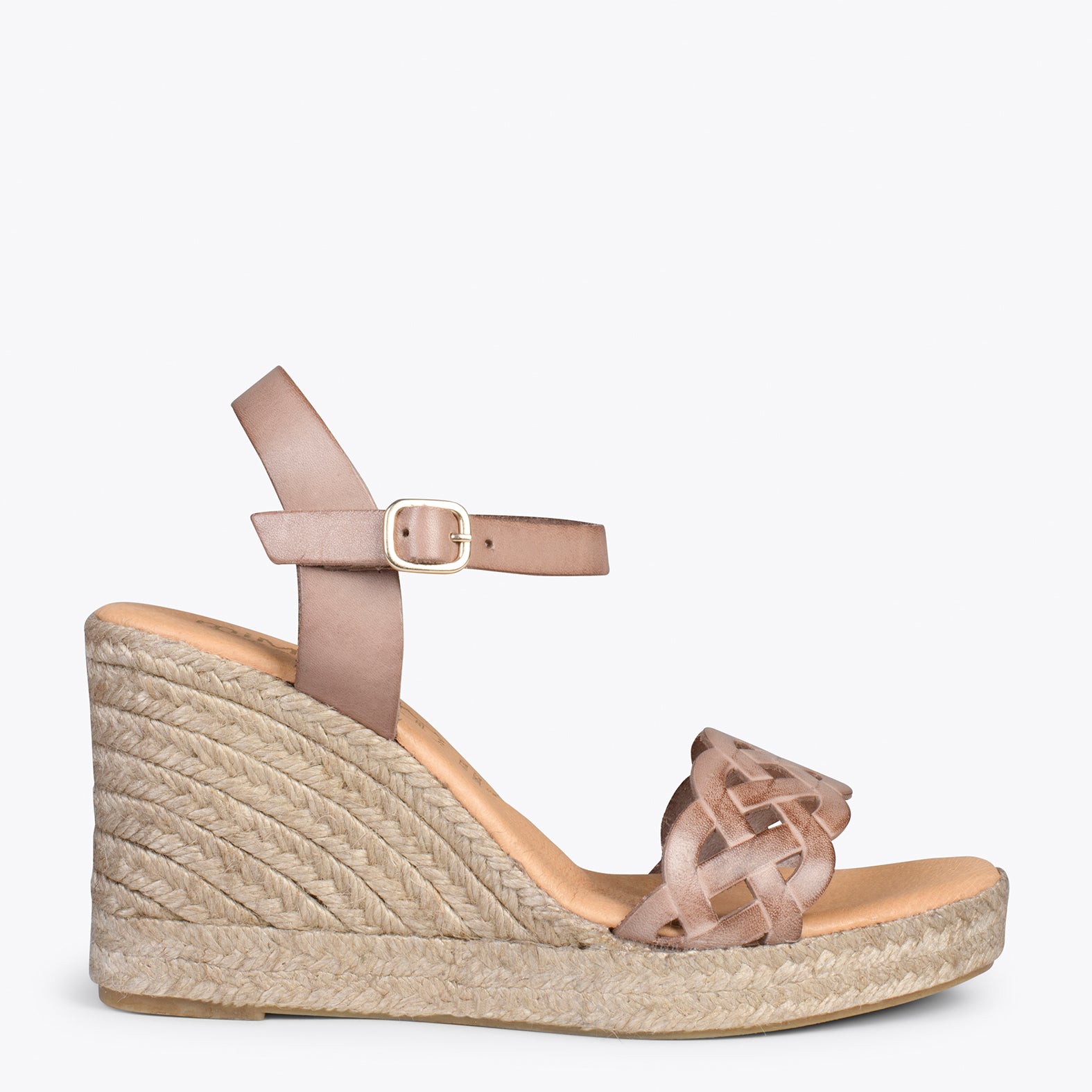 OASIS – TAUPE espadrille wedges with braided front
