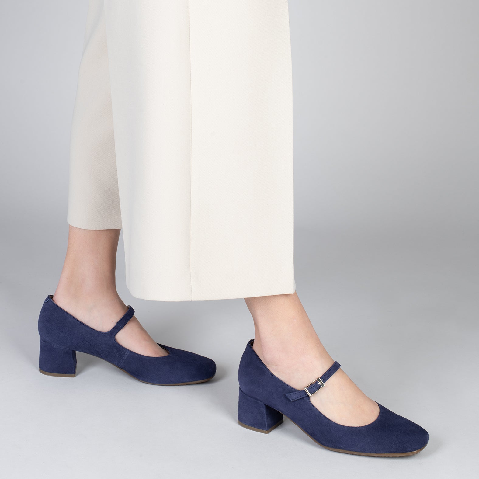 BELLA – NAVY suede leather mary-jane shoes