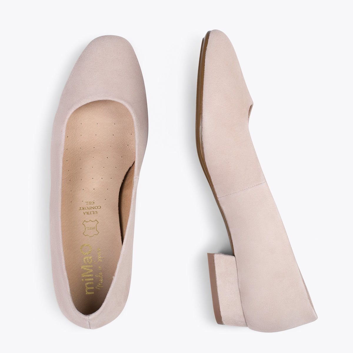 URBAN XS – Zapatos de tacón bajo de ante NUDE