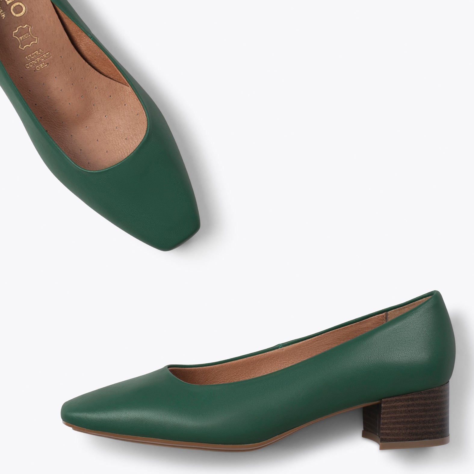 URBAN LADY – GREEN nappa leather low heels