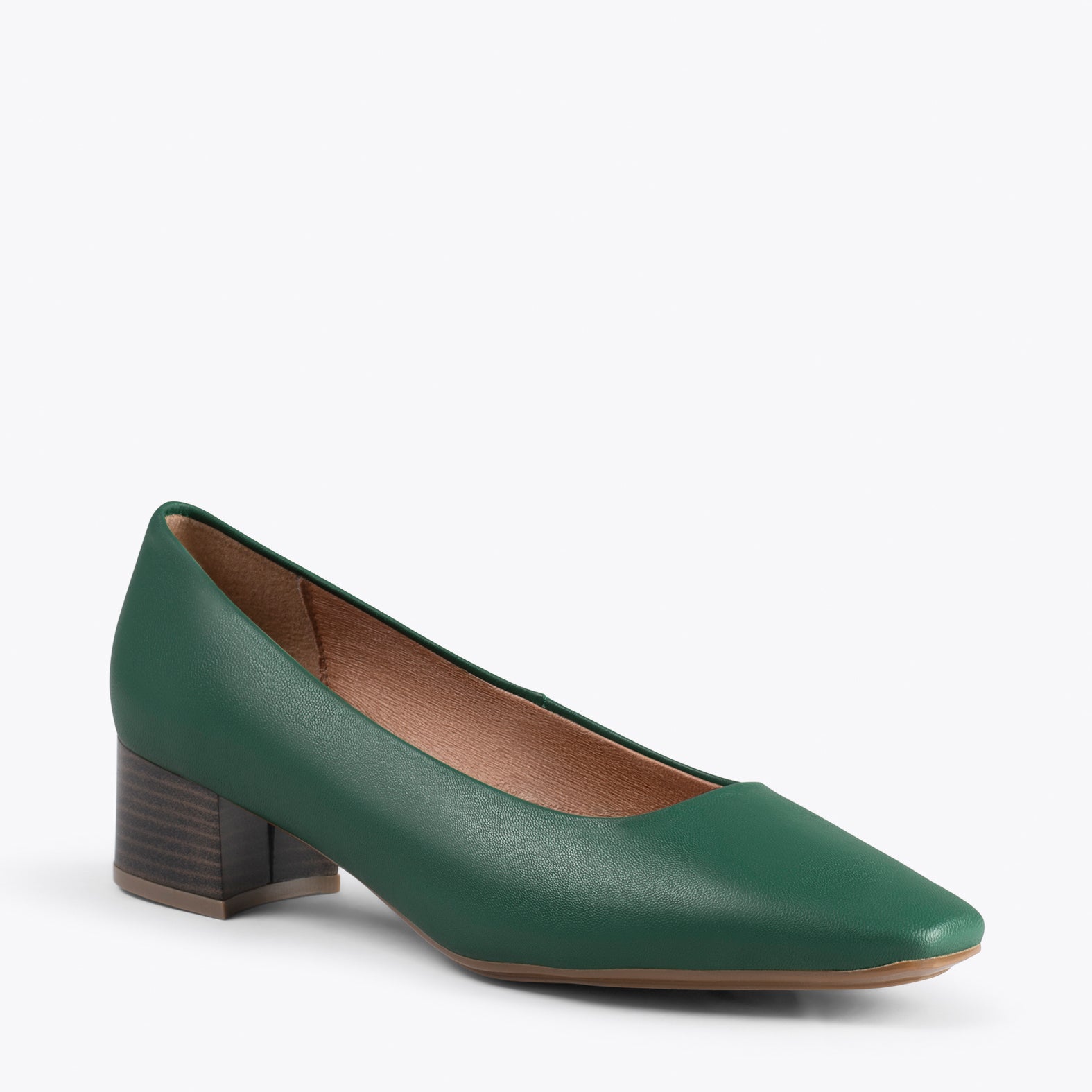 URBAN LADY – Chaussures à talon bas en cuir nappa VERT BOUTEILLE
