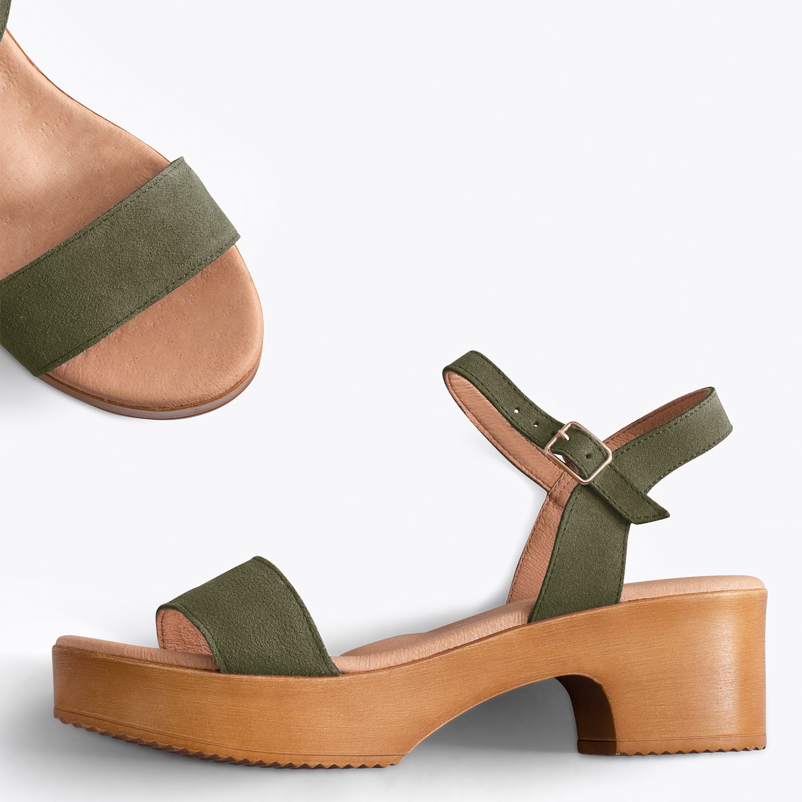 CALA – KHAKI sandals with platform