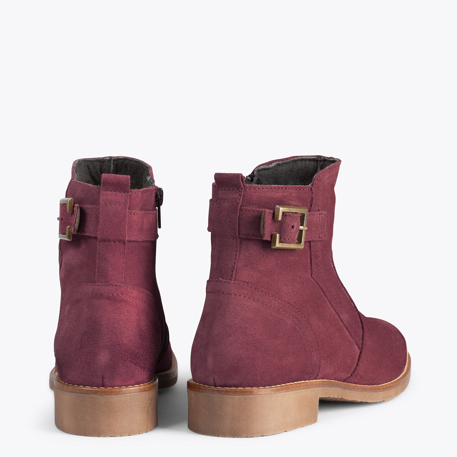 Burgundy 2024 buckle boots