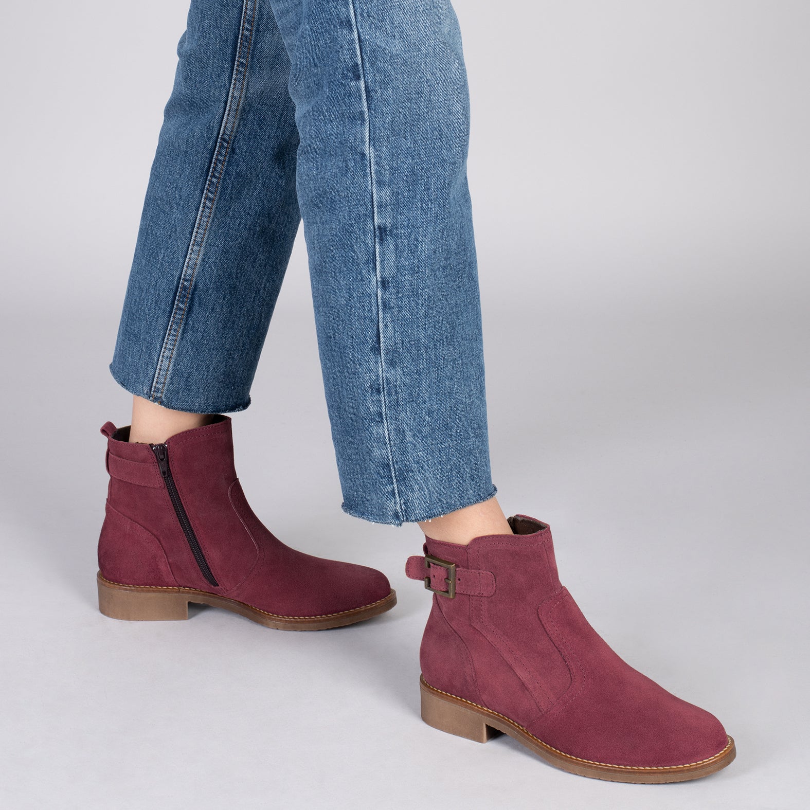 Burgundy store flat booties