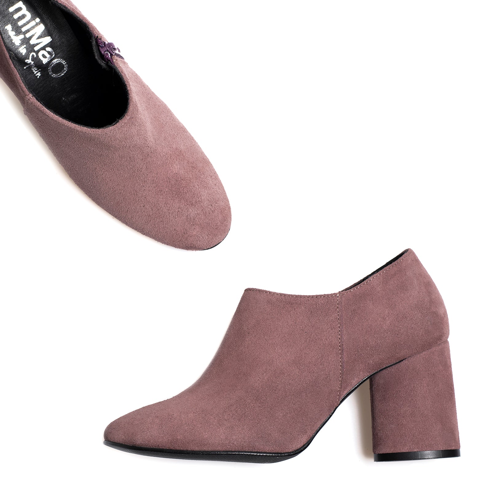 FASHION - LILAC block heel ankle boot