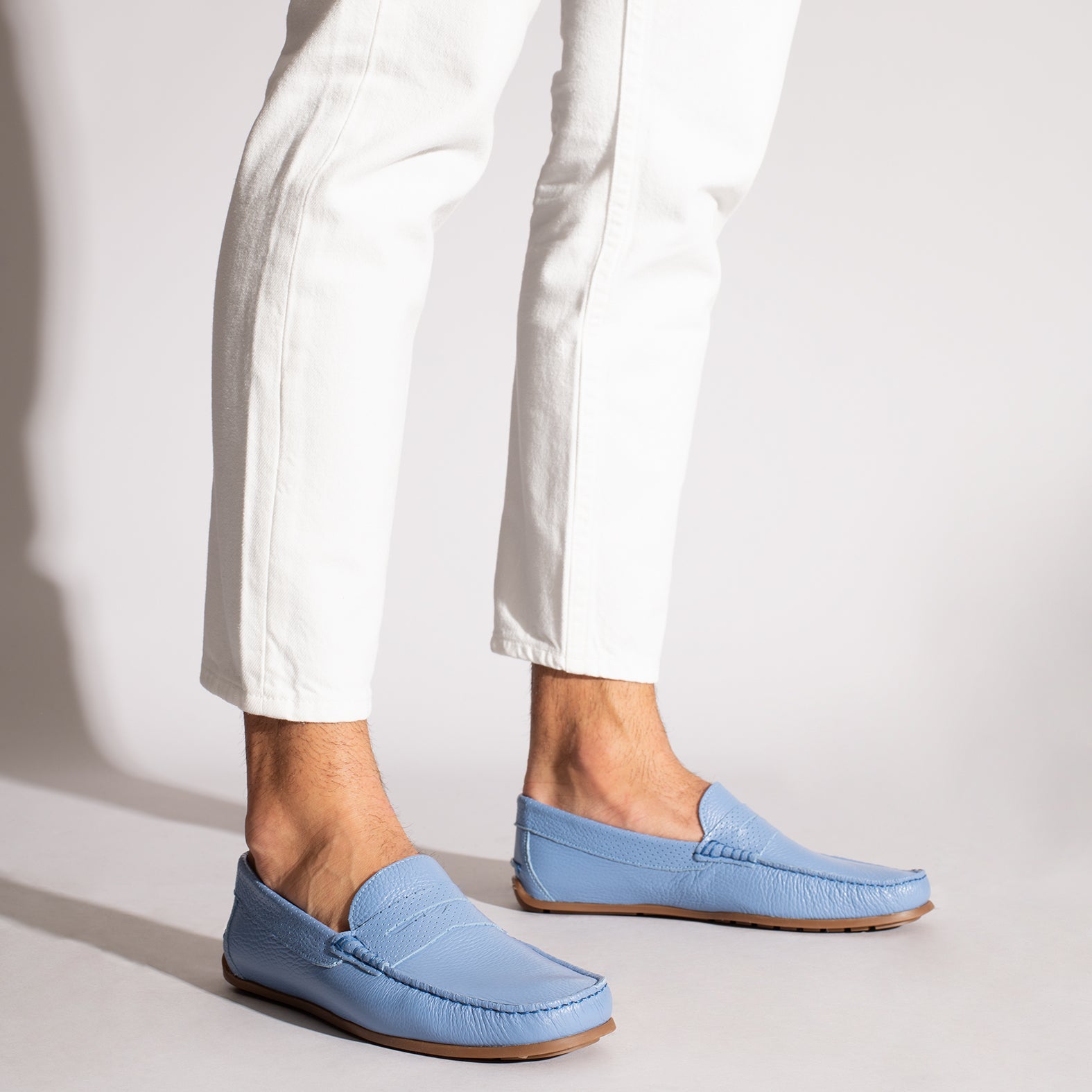 Mocassin en cuir d contract pour homme BLEU CLAIR Chaussures