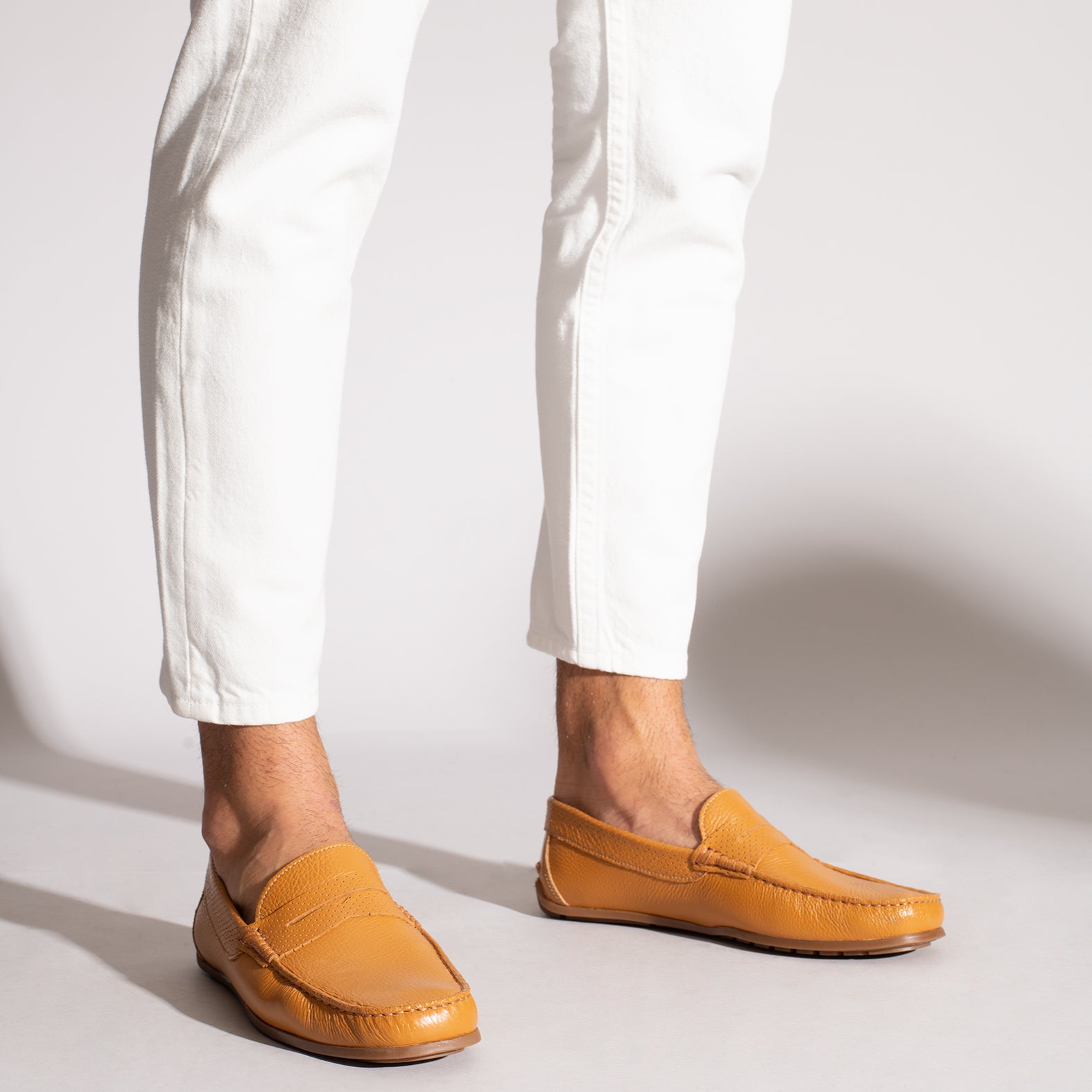 MOCCASIN – ORANGE nappa leather loafer for men