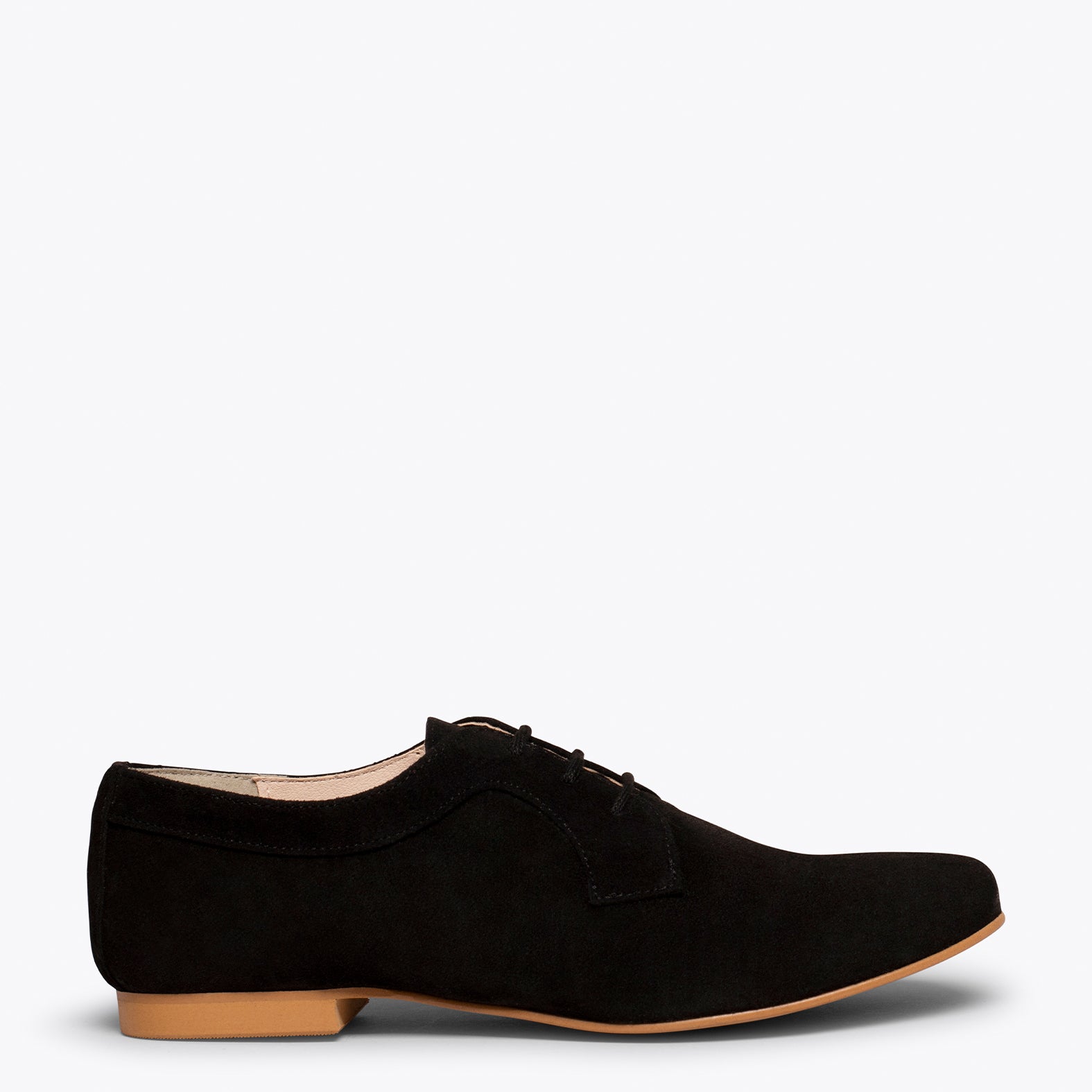 BLUCHER – BLACK flat shoe with laces