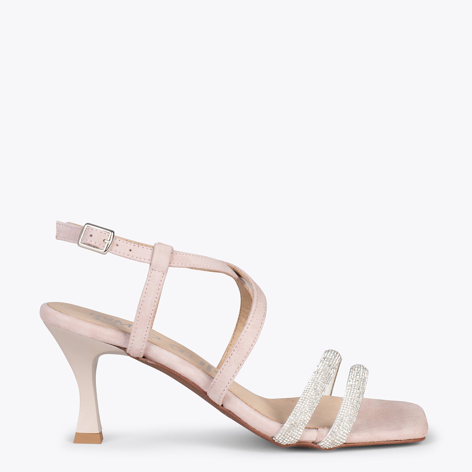 SHINY – NUDE high heel sandals with strass straps