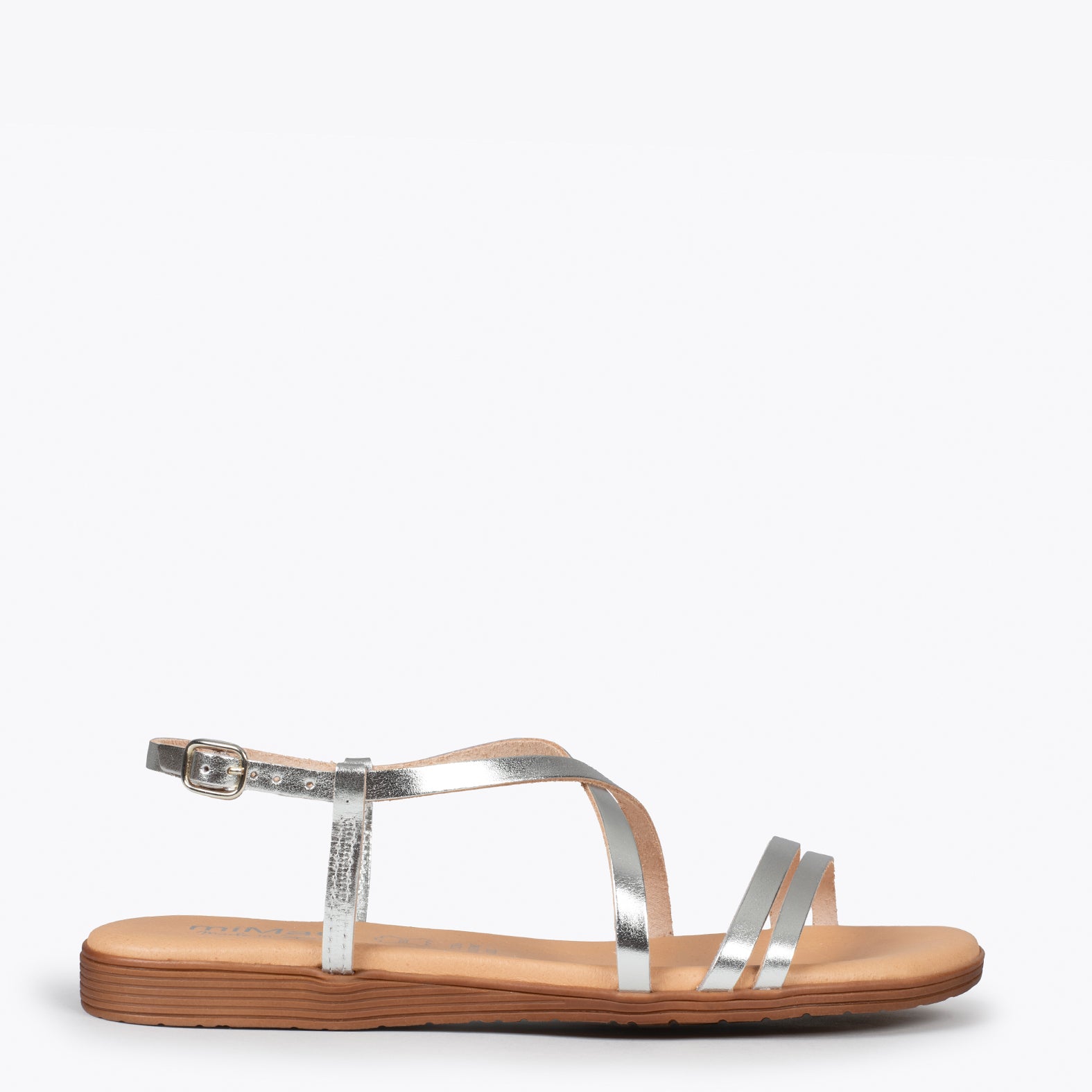 RODES - SILVER flat sandals with straps