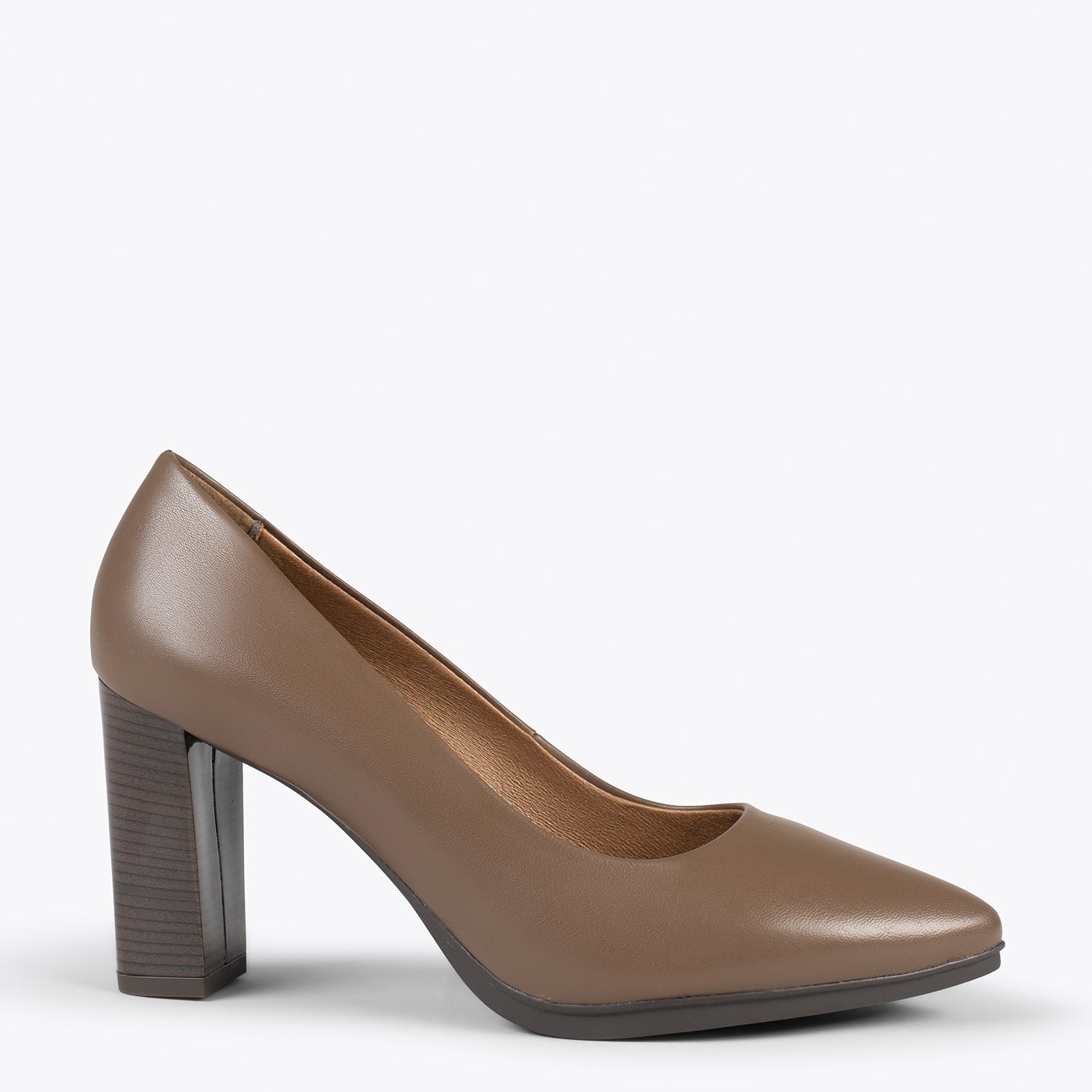 URBAN ÉCLAT – Chaussures à talon haut en cuir nappa MARRON