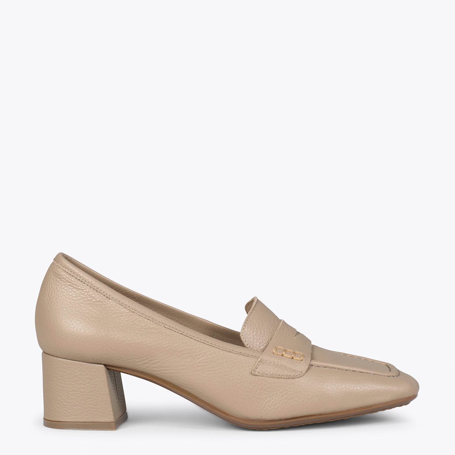 MASK HEEL - TAUPE women's loafers with heel and mask